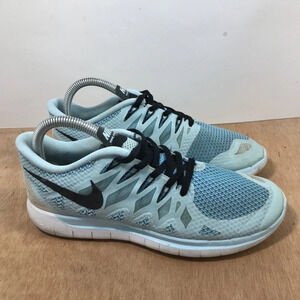 Nike Womens Free 5.0 642199-402 Blue Black White Running Shoes Lace Up Size 8